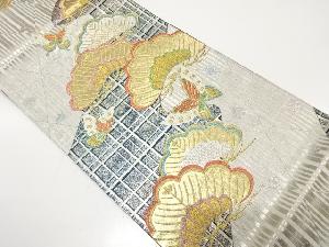 笠松に蝶模様織り出し　振袖用袋帯